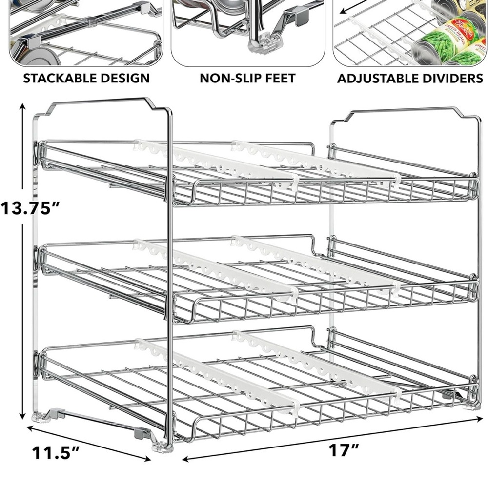Chrome Can Organizer Rack for Kitchen - Picture 4 of 9